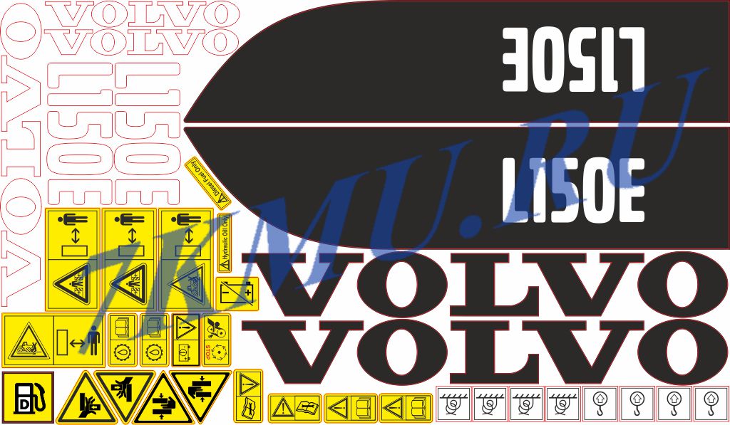 Стикеры для погрузчика Volvo L150E